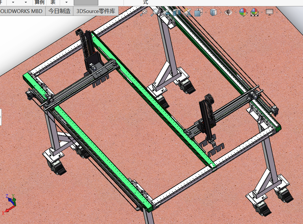 龙门架快递搬运机器人sw18 SOLIDWORKS 2018 模型图纸下载 懒石网