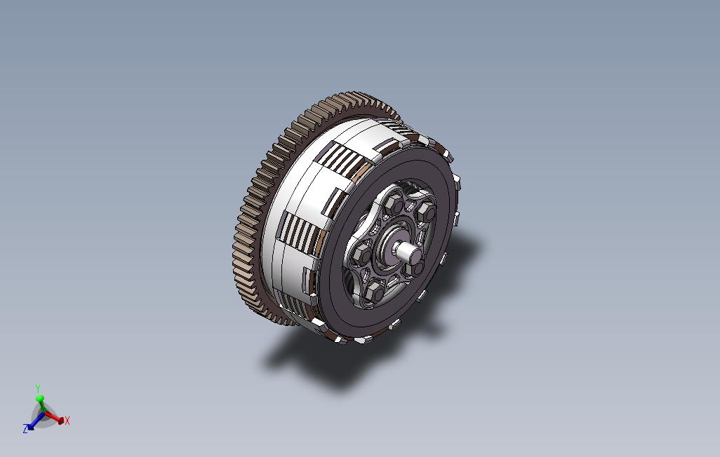 摩托车离合器五柱六片加宽磨擦片弹簧减震3D数模solidworks