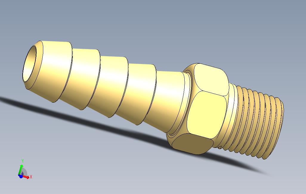 直黄铜软管接头Solidworks