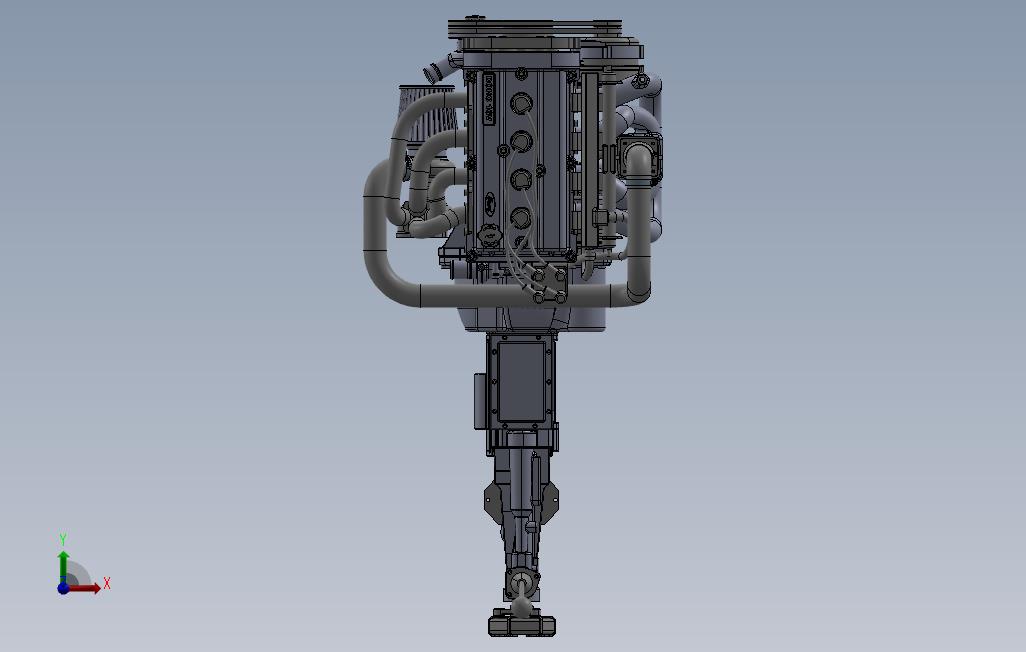 LocostZetec赛车发动机三维建模图纸solidworks设计 正面视图
