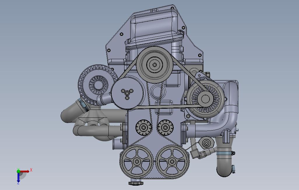 LocostZetec赛车发动机三维建模图纸solidworks设计 俯视图