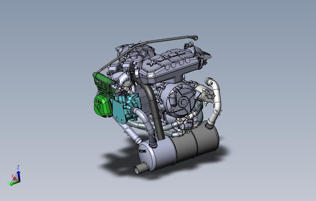 Rotax912is航空发动机三维外形建模图纸solidworks设计