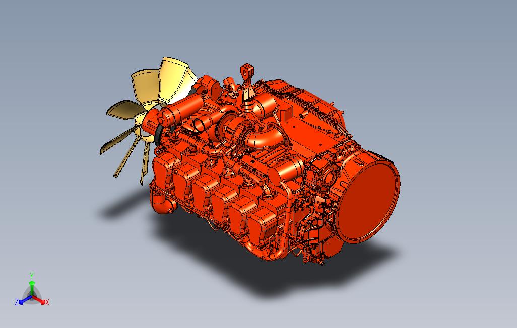 ScaniaDC13柴油发动机3D模型图纸STP格式