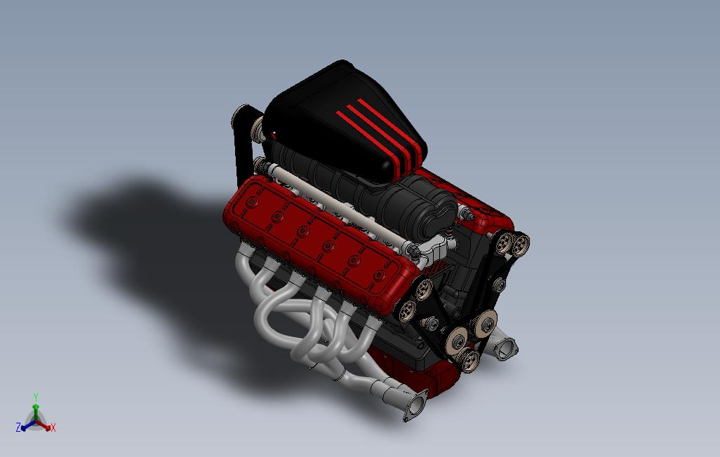 V12发动机3D模型图纸汽车引擎水冷设计就绪