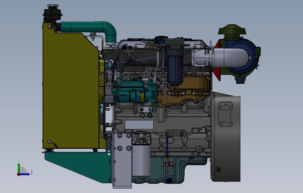 帕金斯柴油发动机含水箱中冷器3D模型图纸SolidWorks设计 左侧视图
