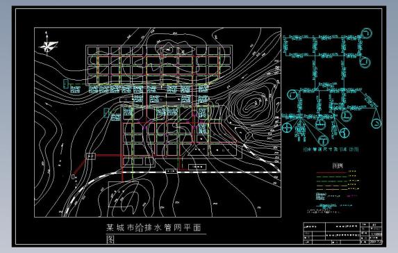 某城市给排水管网工程平面布置图