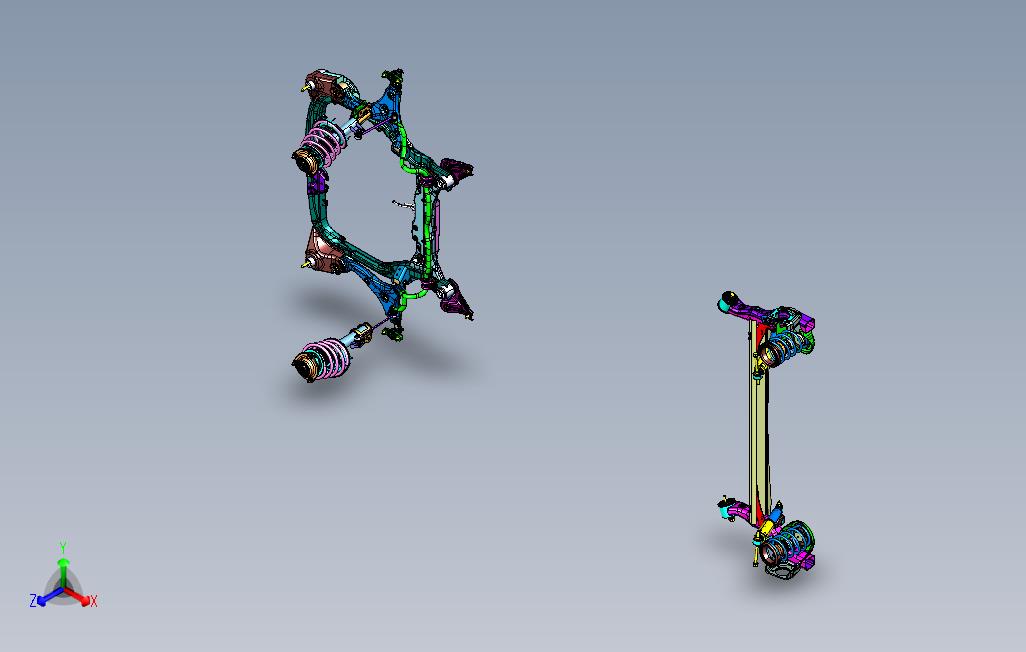 前置驱动轿车底盘系统总成3D模型