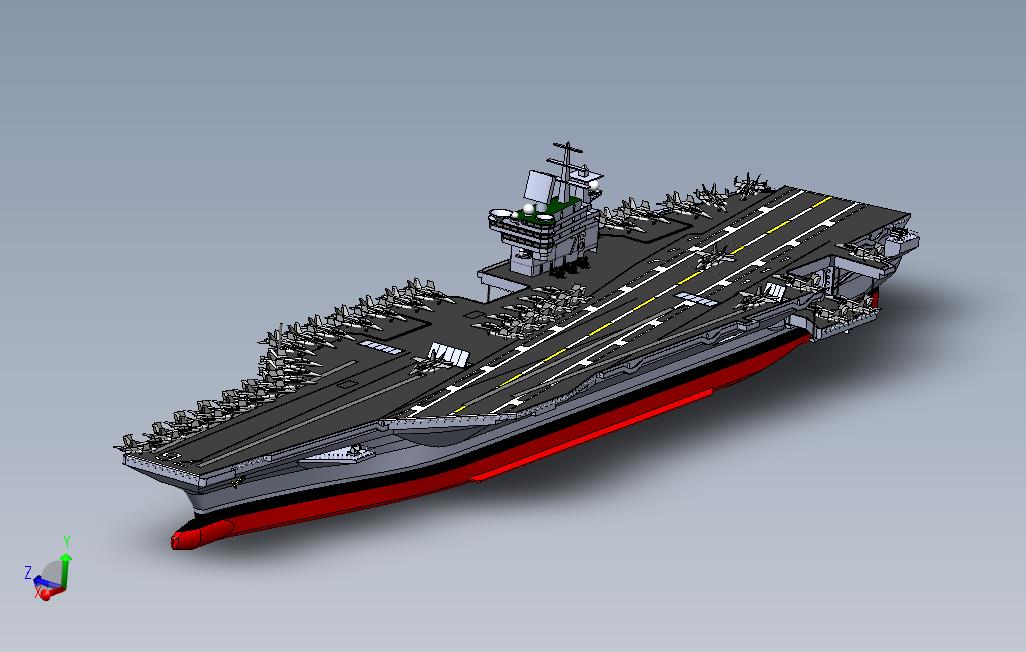 航母模型3D模型_SolidWorks设计