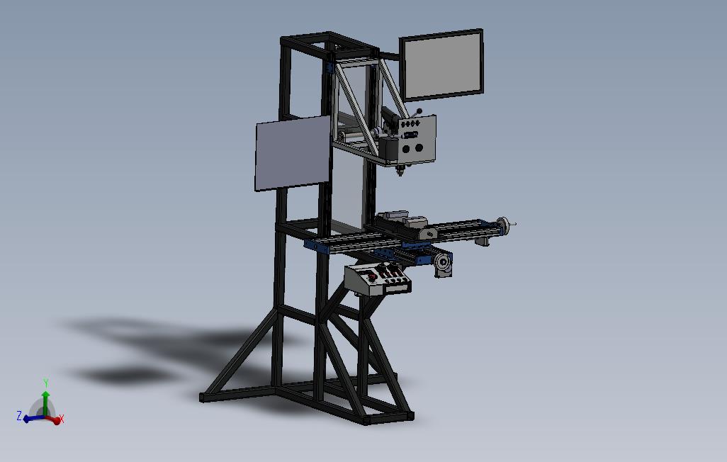 非标自动化钻铣一体机床3D模型Solidworks设计