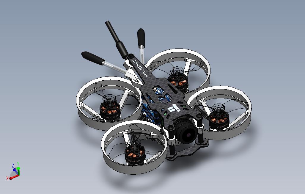IFLIGHTCinebee75HD四轴飞行器无人机3D图纸Solidworks设计
