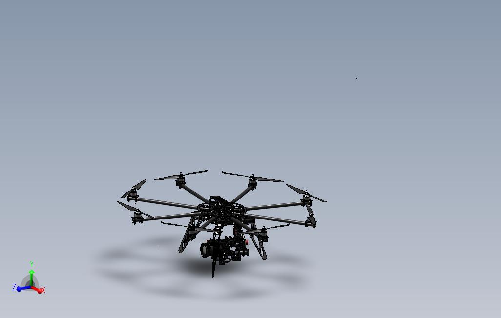 八旋翼航拍无人机3D模型图纸SolidWorks设计附STEP格式