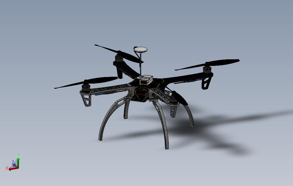 大疆DJIF450无人机框架三维建模图纸SOLIDWORKS设计