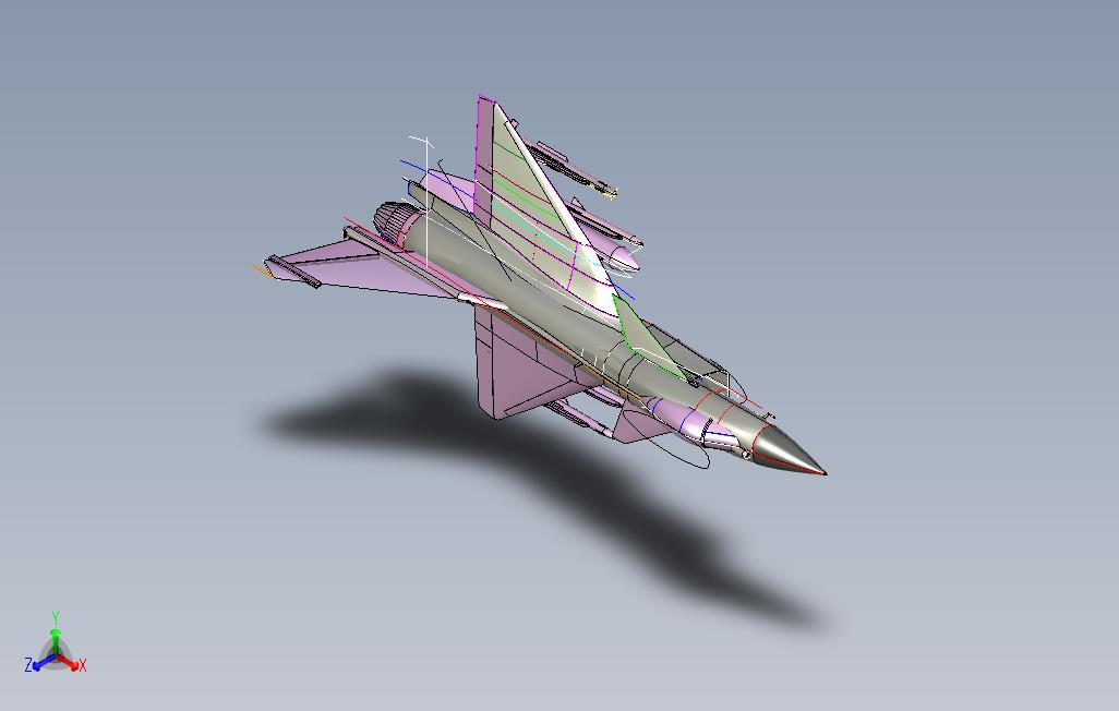 J10B歼10B战斗机轮廓线模型3D图纸CATIA设计附STP