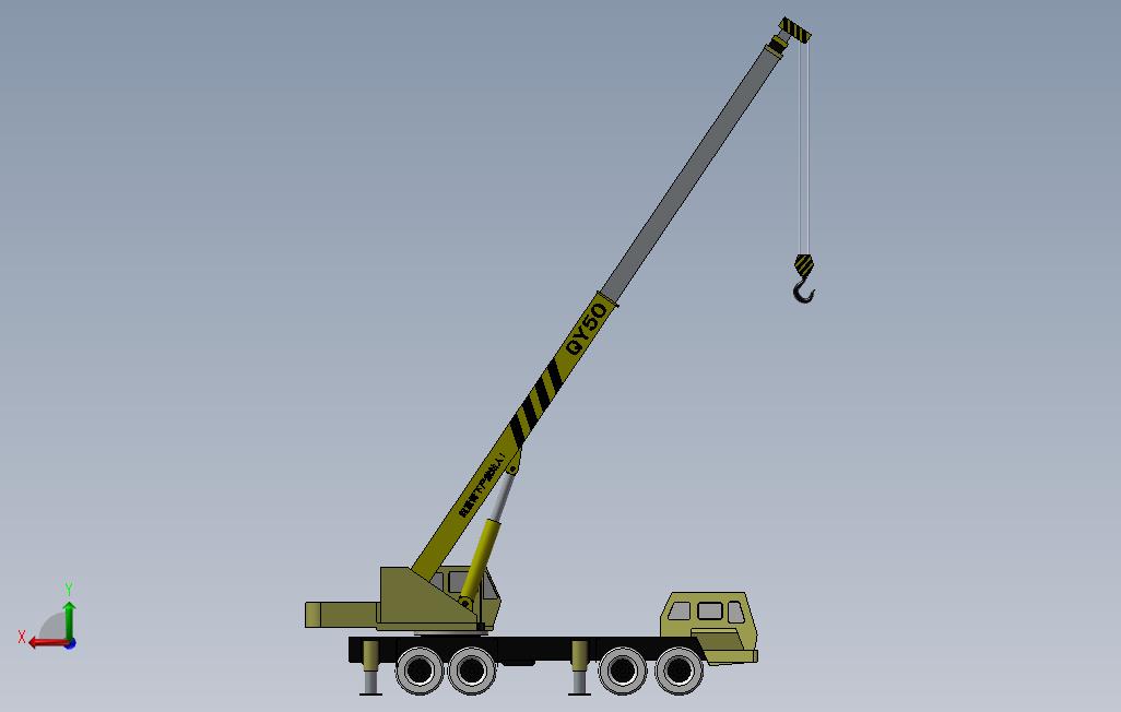 50T汽车吊3D模型(SolidWorks设计 背面视图