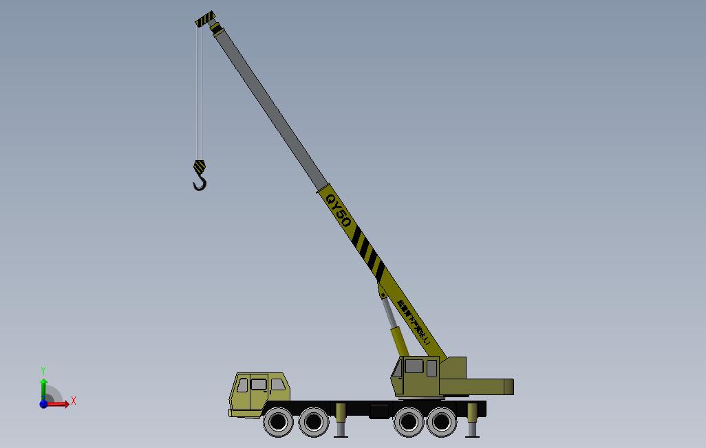 50T汽车吊3D模型(SolidWorks设计 正面视图