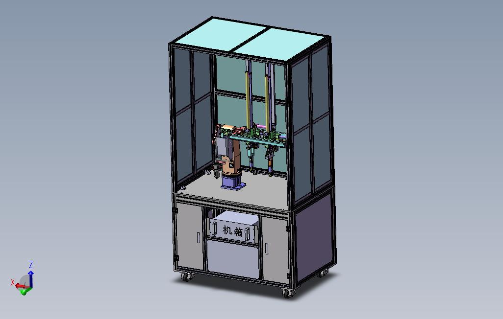 四轴双工位自动上下料机3D模型（SolidWorks设计