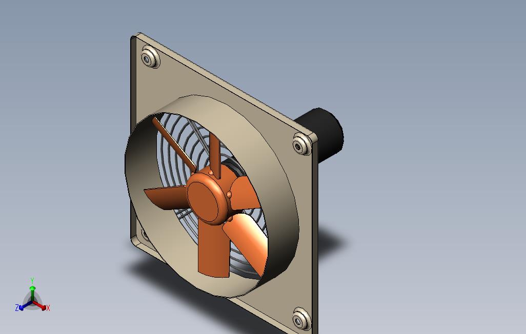 壁挂式轴向风机3D模型（SolidWorks设计