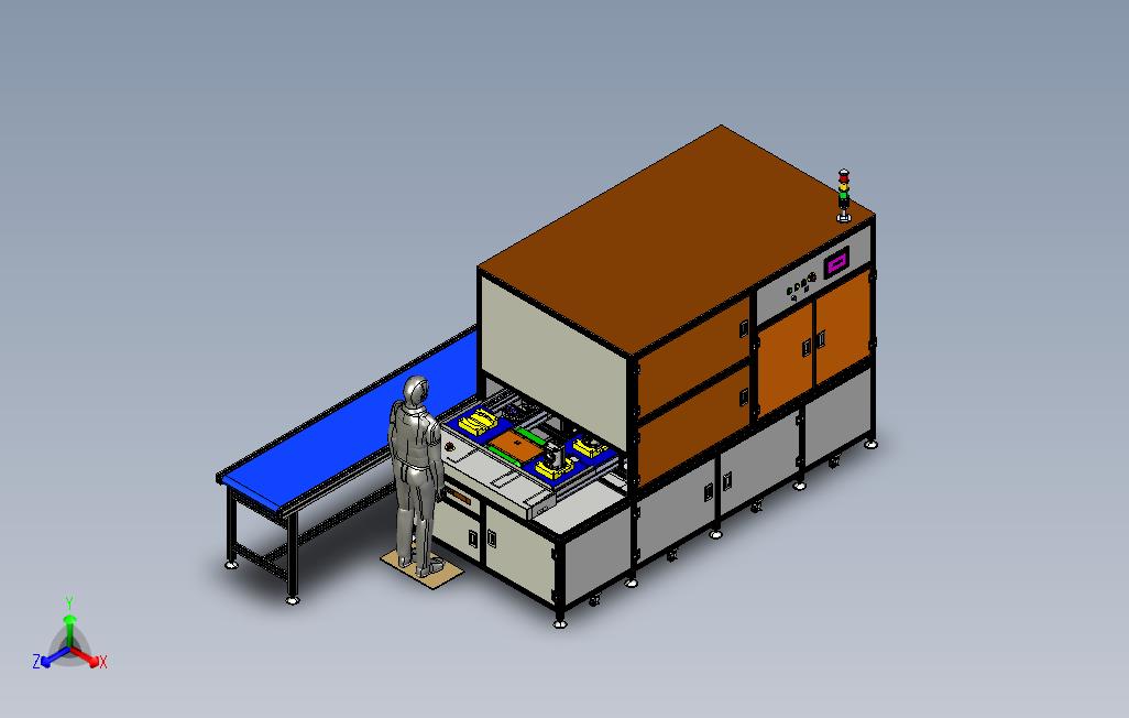 组装检测、侧面锁螺丝、压合、搬运自动倍速链线（SolidWorks