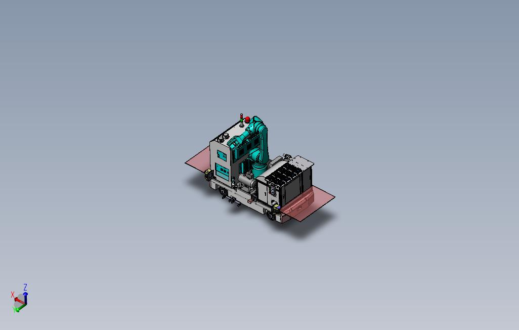 RGV小车（穿梭车）集成轨道式车载机器人超声清洗机3D模型