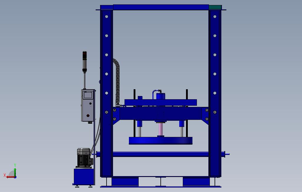 非标液压机3D模型设计 背面视图