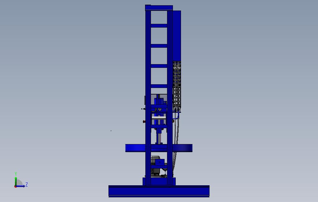 非标液压机3D模型设计 左侧视图