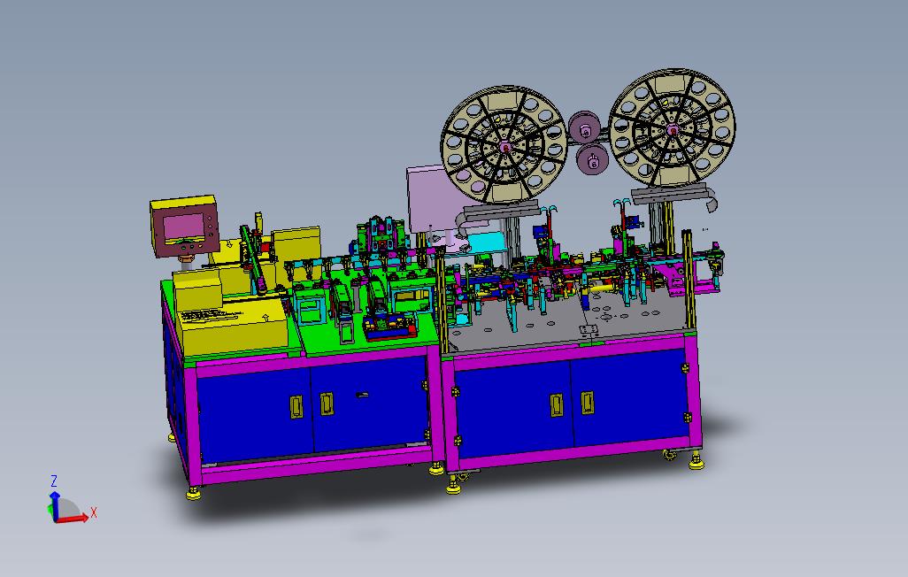 连接器插片检测捆包一体机设备3D图纸SOLIDWORKS设计附STP格式