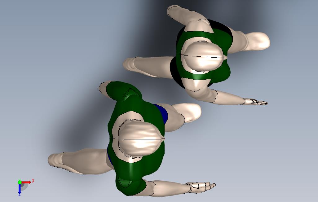 不同姿势的人体模型库3D模型 俯视图
