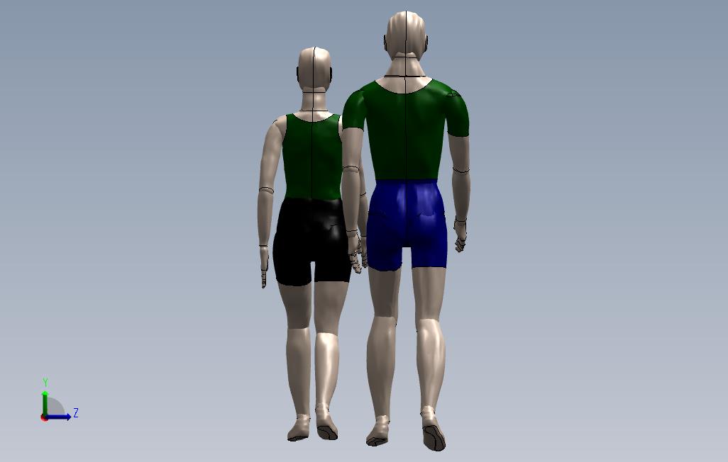 不同姿势的人体模型库3D模型 左侧视图