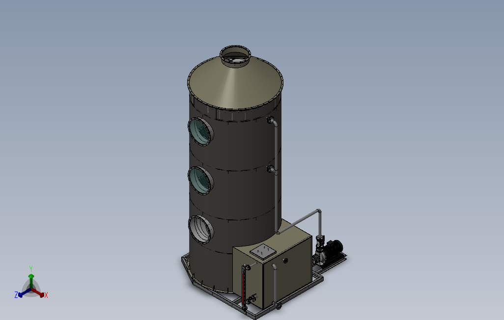 &Phi;2000&times;5700喷淋洗涤塔（sw18可编辑工程图BOM）