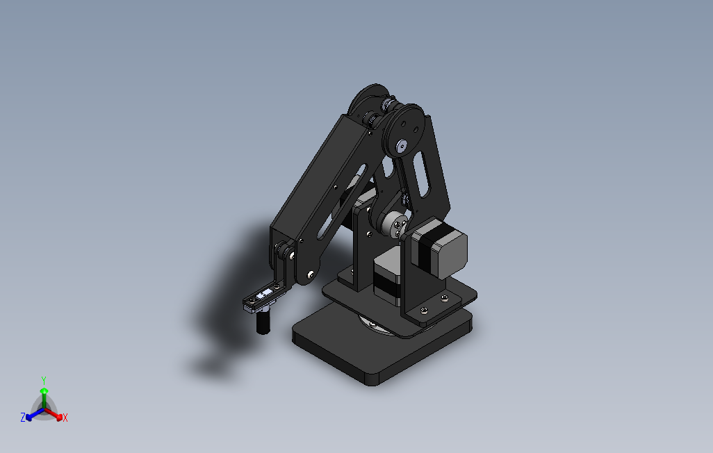 简易钣金结构三轴机械臂模型3D图纸Solidworks附工程图