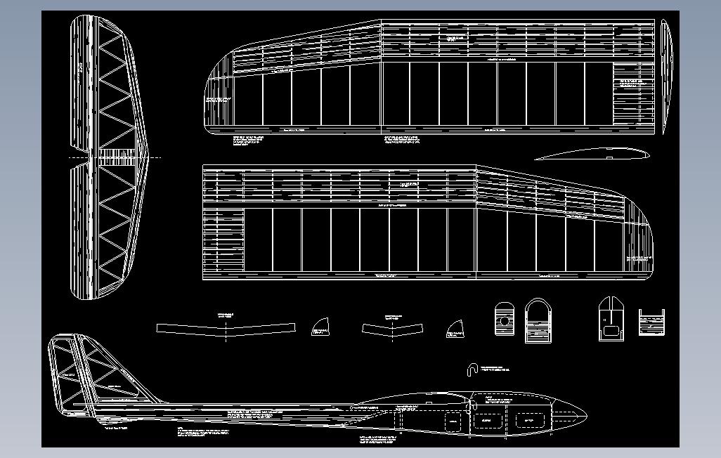 模型飞机滑翔机CAD图纸