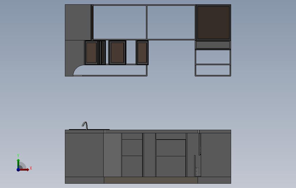 Solidworks厨房储物柜图纸 正面视图