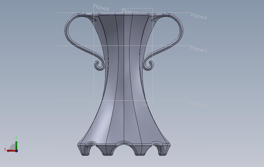 solidworks陶瓷花瓶3d模型 背面视图