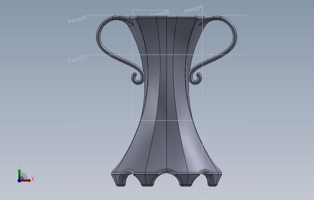 solidworks陶瓷花瓶3d模型 正面视图