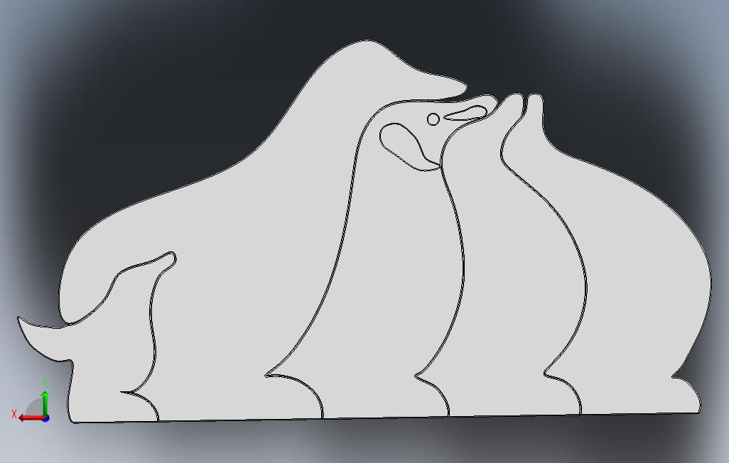 solidworks创意木头拼图 背面视图