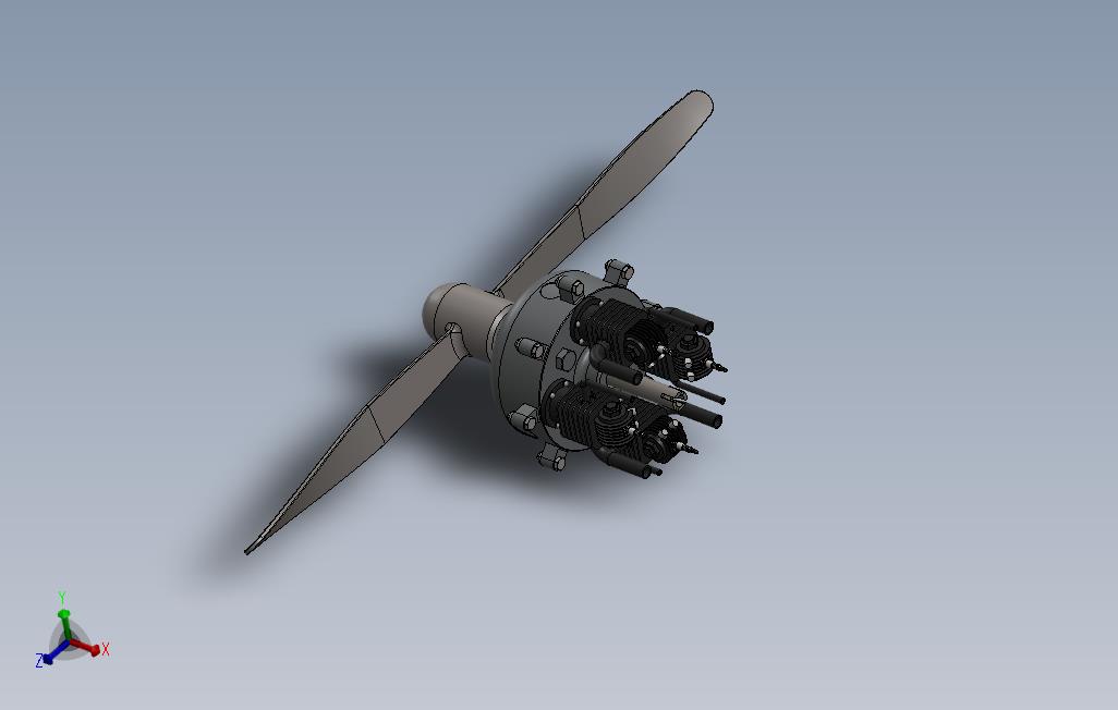 solidworks四缸固定轴式发动机