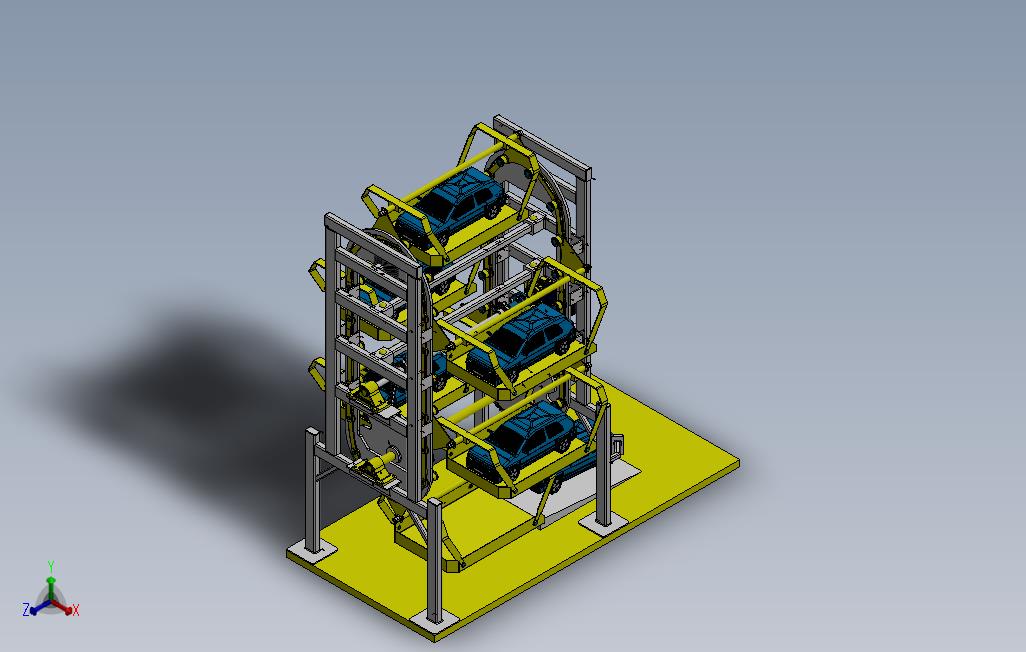 立式旋转停车库设计智能立体车库3D
