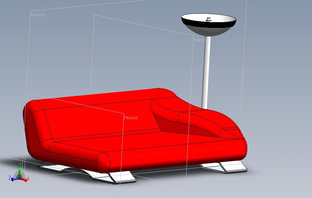 solidworks设计的红色布椅。