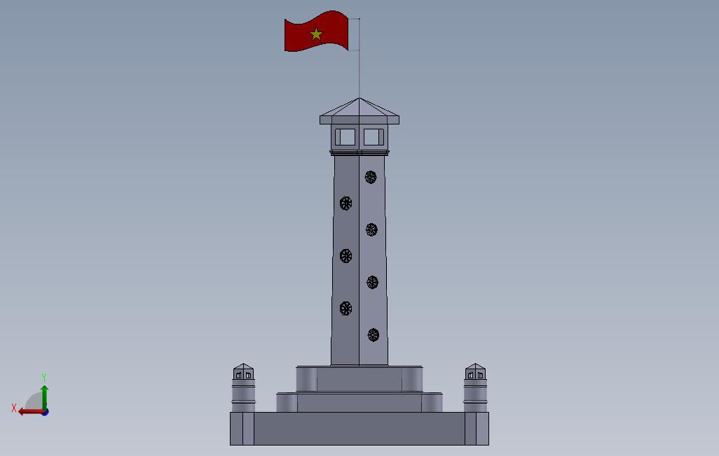 河内旗塔 背面视图