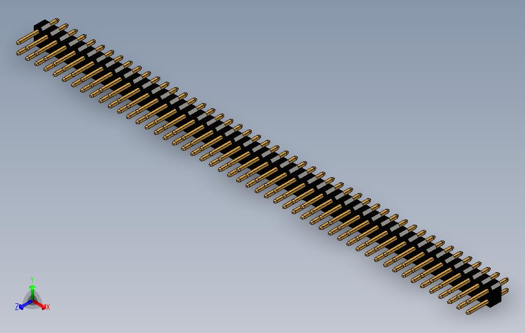 公针头P2.54mm1和2行1-5针 主视图