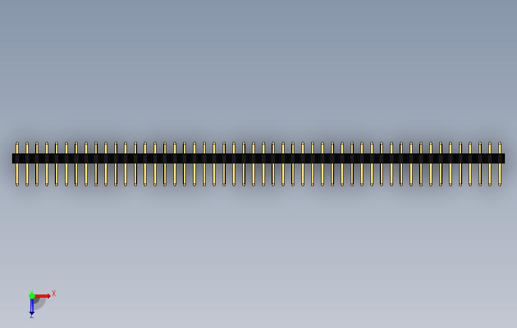 公针头P2.54mm1和2行1-5针 俯视图