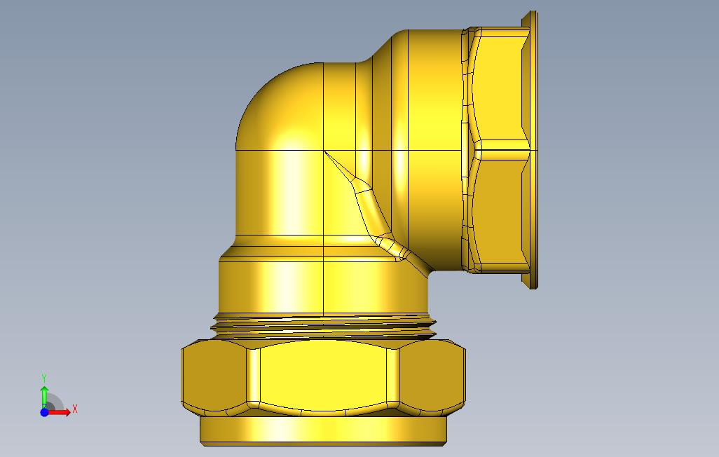 22mm34BSP90°管道管接头 正面视图