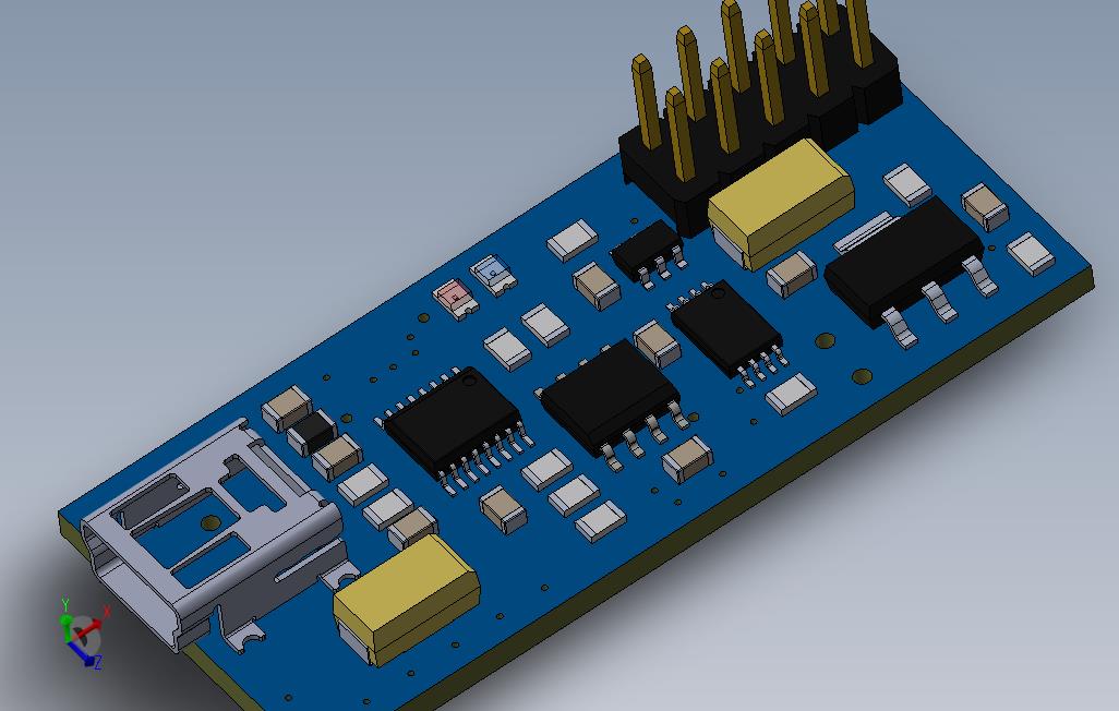 USB充电和通信模块_SOLIDWORKS 2012_模型图纸免费下载 – 懒石网