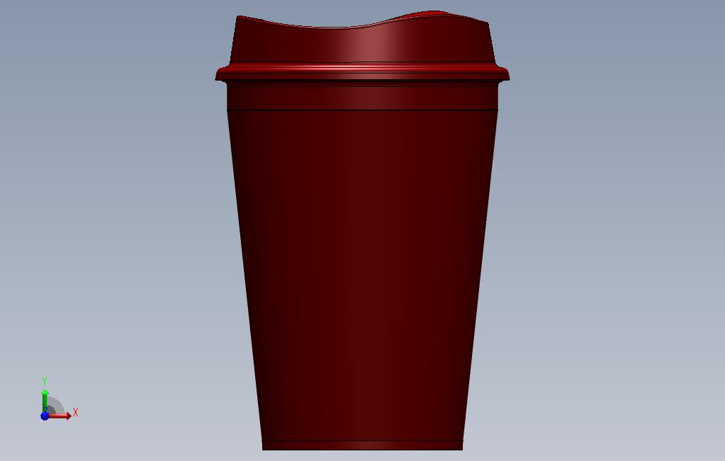 带盖的杯子 正面视图