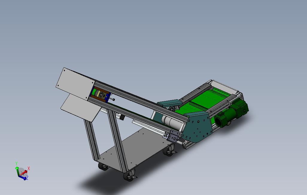 爬坡型皮带输送机3D数模图纸Solidworks设计