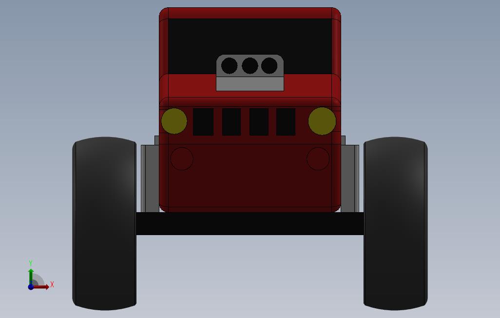 购物车JEEP怪物果酱教法打印和组装。 正面视图