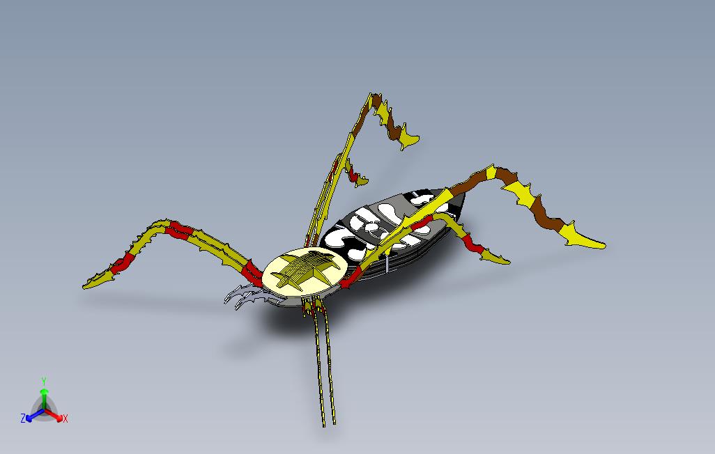 _香蕉蜘蛛，三维模型，拼图，金属板