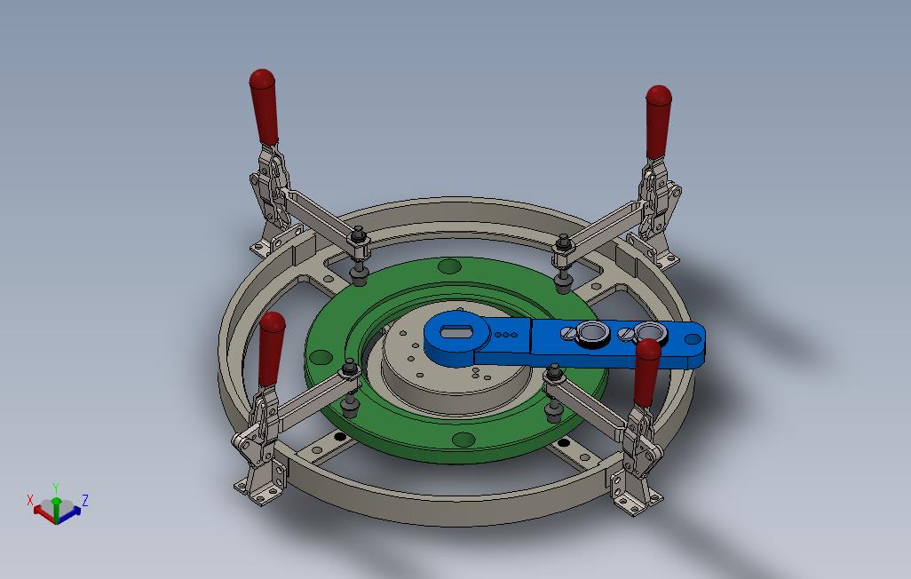 带肘节夹的法兰钻模