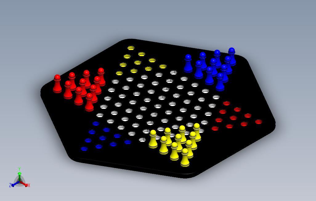 中国跳棋-三维可打印棋盘游戏，