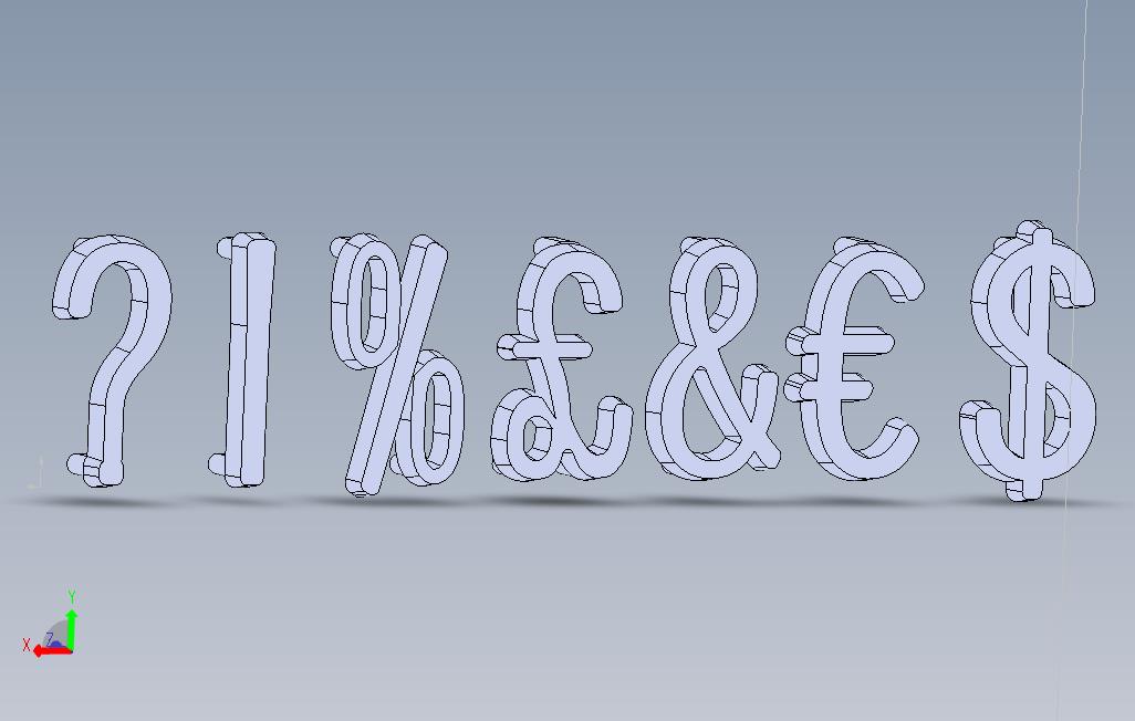 用于字母板的单个字母数字和特殊字符